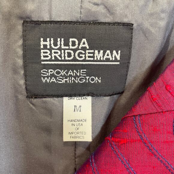Hulda Bridgeman Lagenlook Silk Jacket Art-to-Wear Fiber Artist Red Raspberry M - Picture 2 of 5